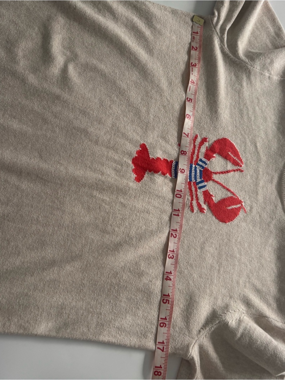 J. Crew Beige Crewneck Sweater with Red & Blue Lobster - Picture 6 of 7